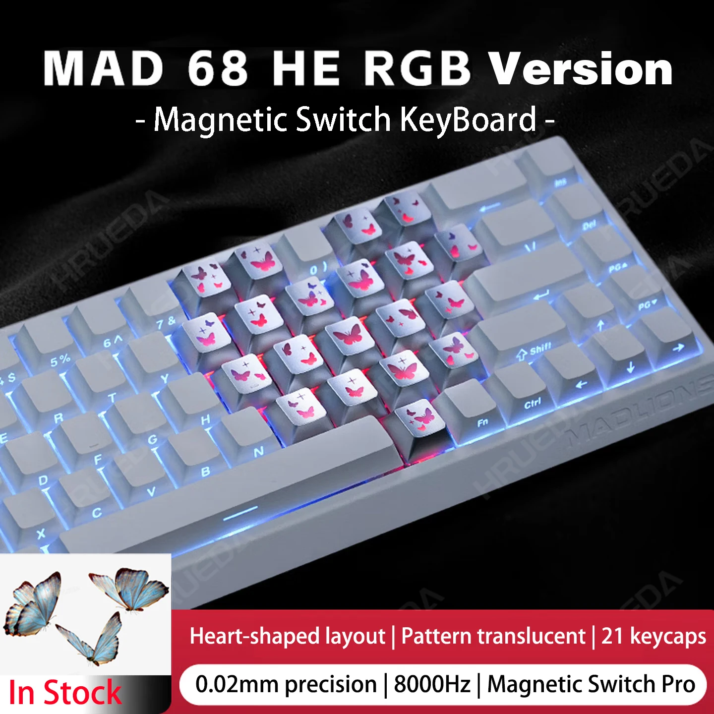 FGG MADLIONS Mad60 68 HE Magnetic Switch Mechanical Keyboard Butterfly Keycap Wired RGB Hot Swap 8KHz Customized Gaming keyboard