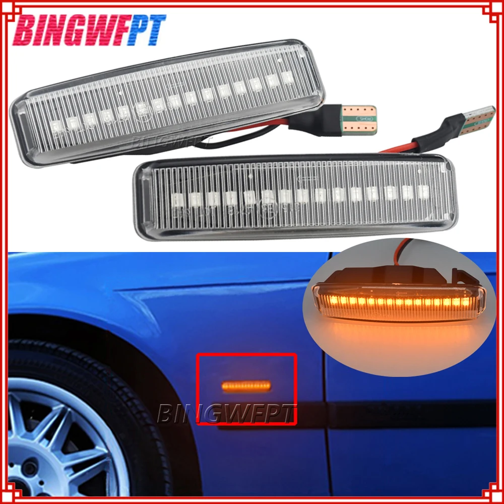

2x For BMW 5 Series E39 (09.1995-06.2003) Side Marker LED Dynamic Turn Signal Light Flasher Flowing Water Blinker Flashing Light
