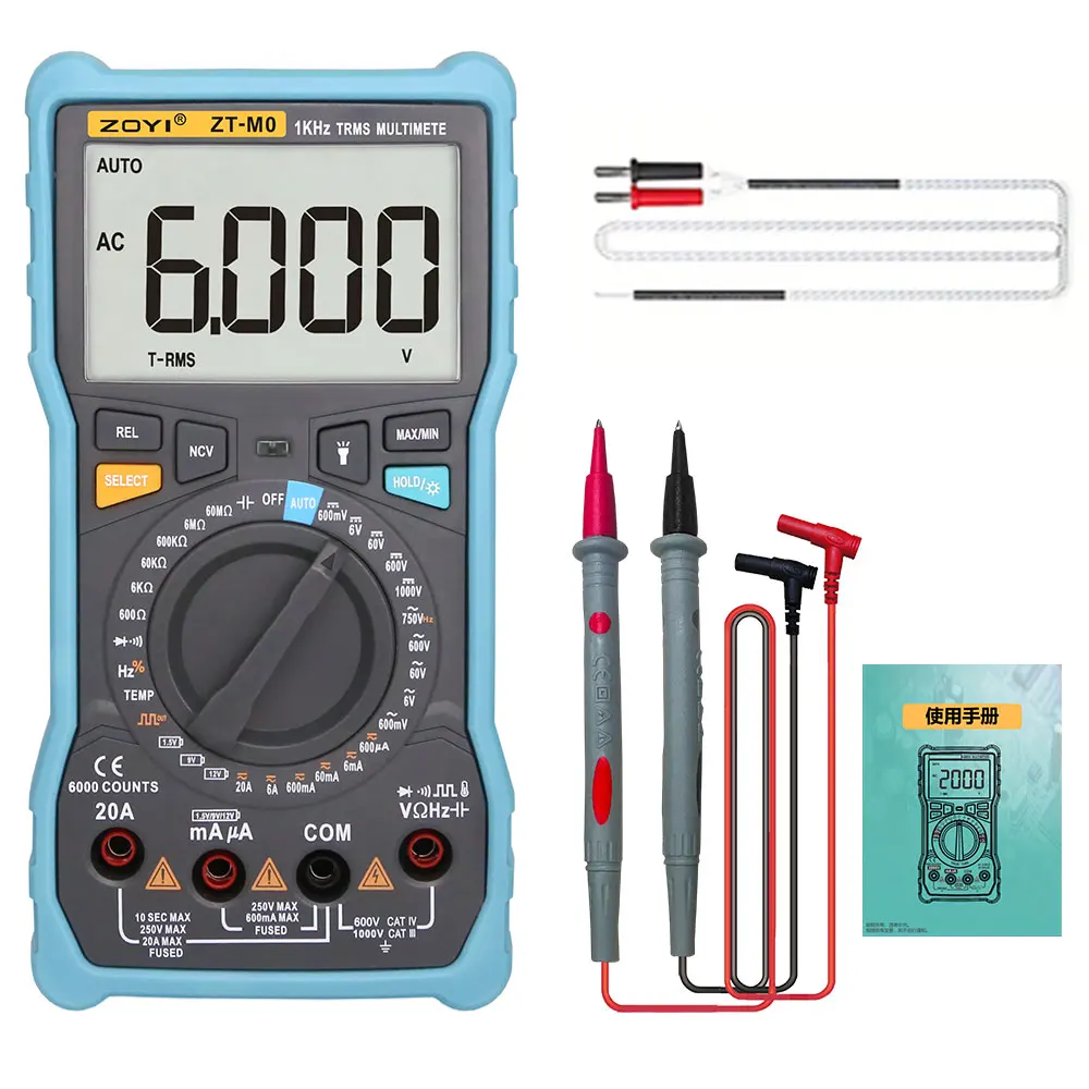 

ZOYI ZTM0 Smart Multimeter 6000 Count Multimeter Optional Measurement Range Multimeter AC/DC Voltage Tester Current Tool