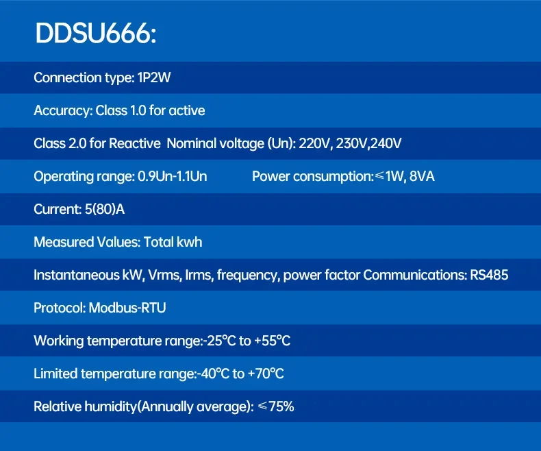 チャイントモジュラーディンレールメーター、単相、低電圧、ddsu666