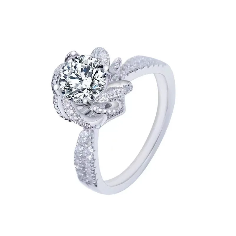 

Платиновое кольцо PT950 Rose Fountain с 2 каратами из муассанита