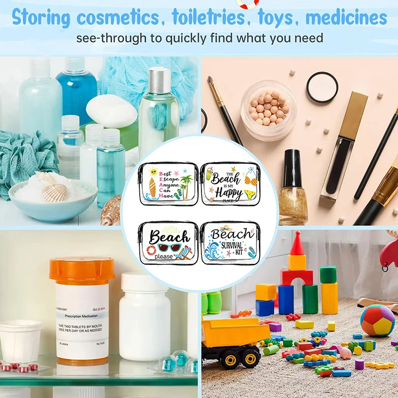 HUA HUA Waterproof Transparent Cosmetic Bag Convenient Portable Large Capacity Storage Bag PVC Material Easy To Carry Wash Bag