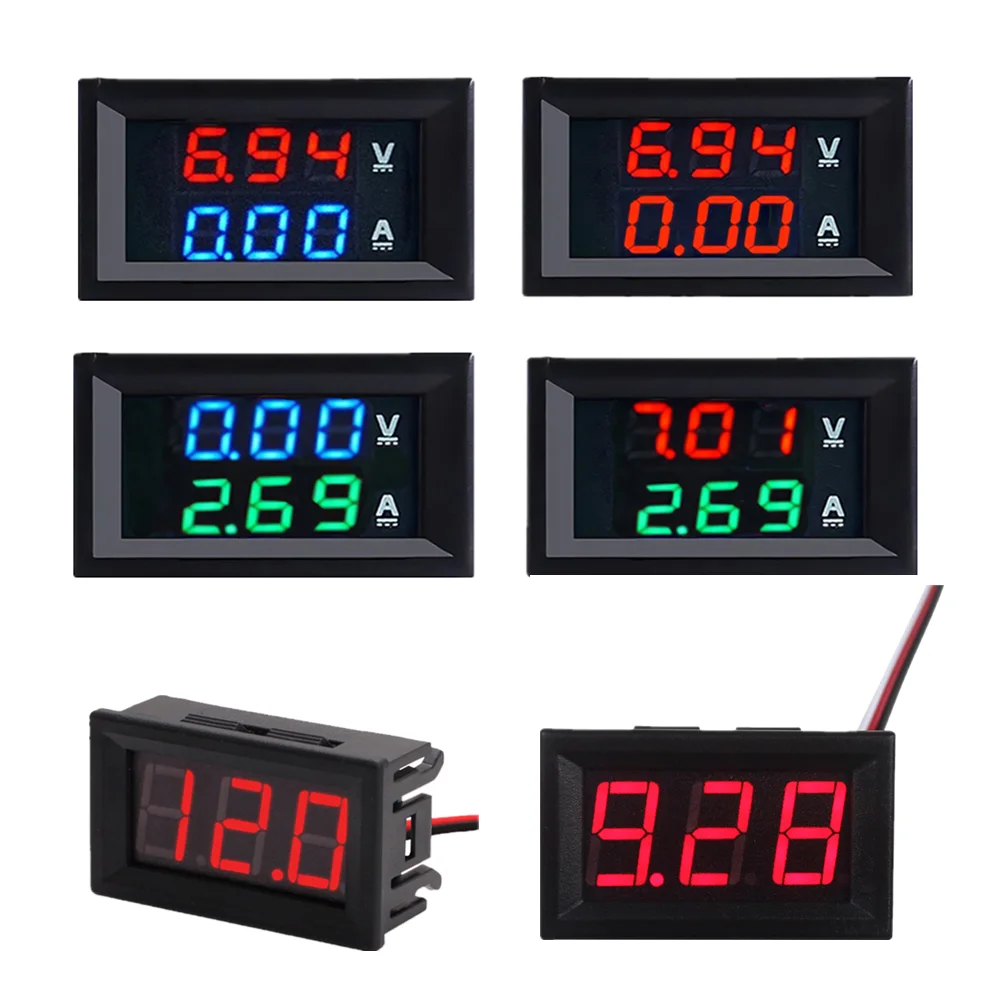 High Quality DC 100V 10A Voltmeter Ammeter Blue + Red LED Amp Dual Digital Volt Meter Gauge Voltage Detector Tester