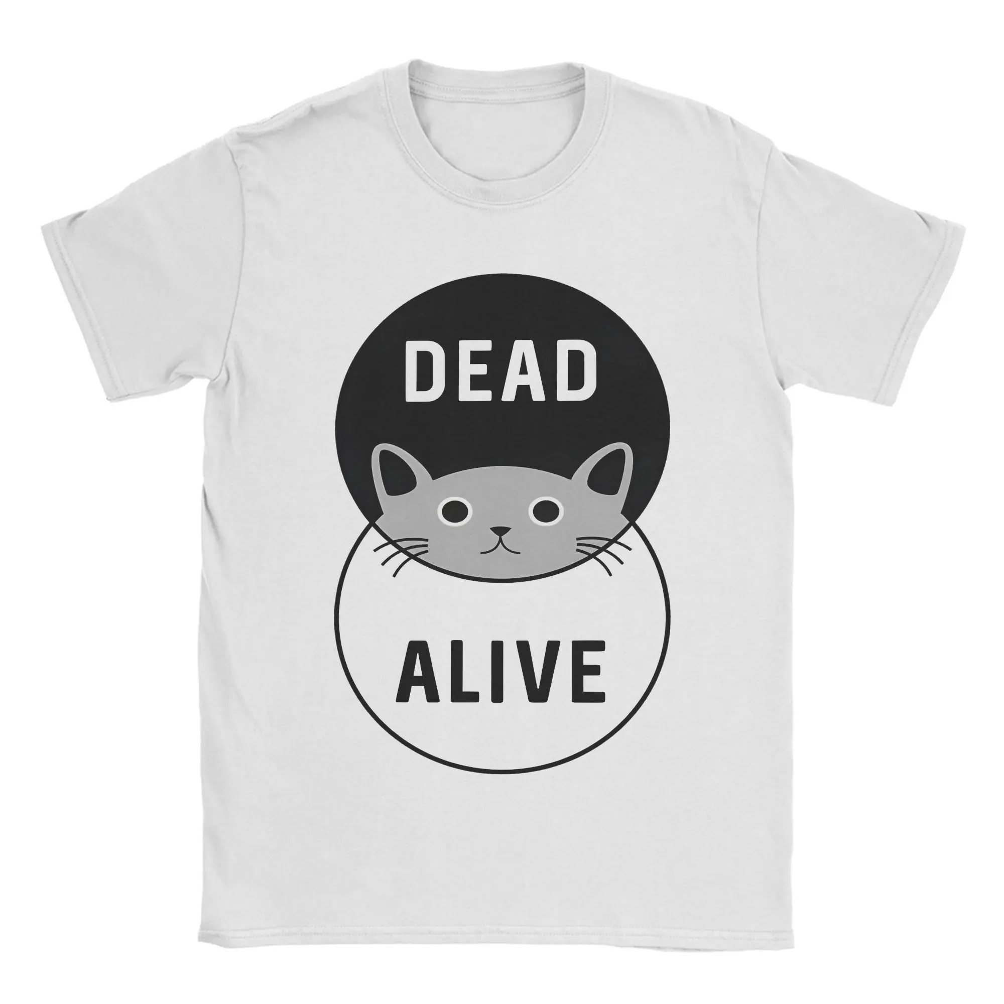T-shirts pour hommes et femmes, chat de Schrödinger mort ou vivant, Hip Hop, animaux, hauts en pur coton, t-shirt vintage, idée cadeau