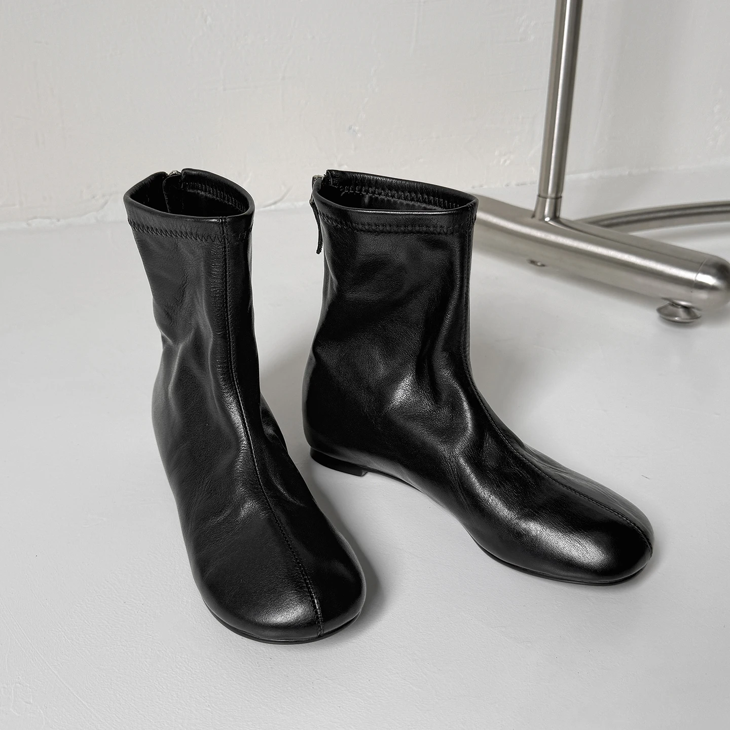ESVEVA 2027 News Winter Women Ankle Boots Genuine Leather Woman Shoes Round Toe Flats Heel Zipper Autumn Dress Short Boots 34-40