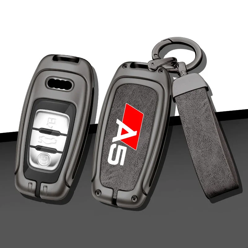 Zinc Alloy Car Remote Control Key Case Cover Holder Shell For Audi A5 S5 RS5 b8 8t s line Custom LOGO Car Keychain Accessories