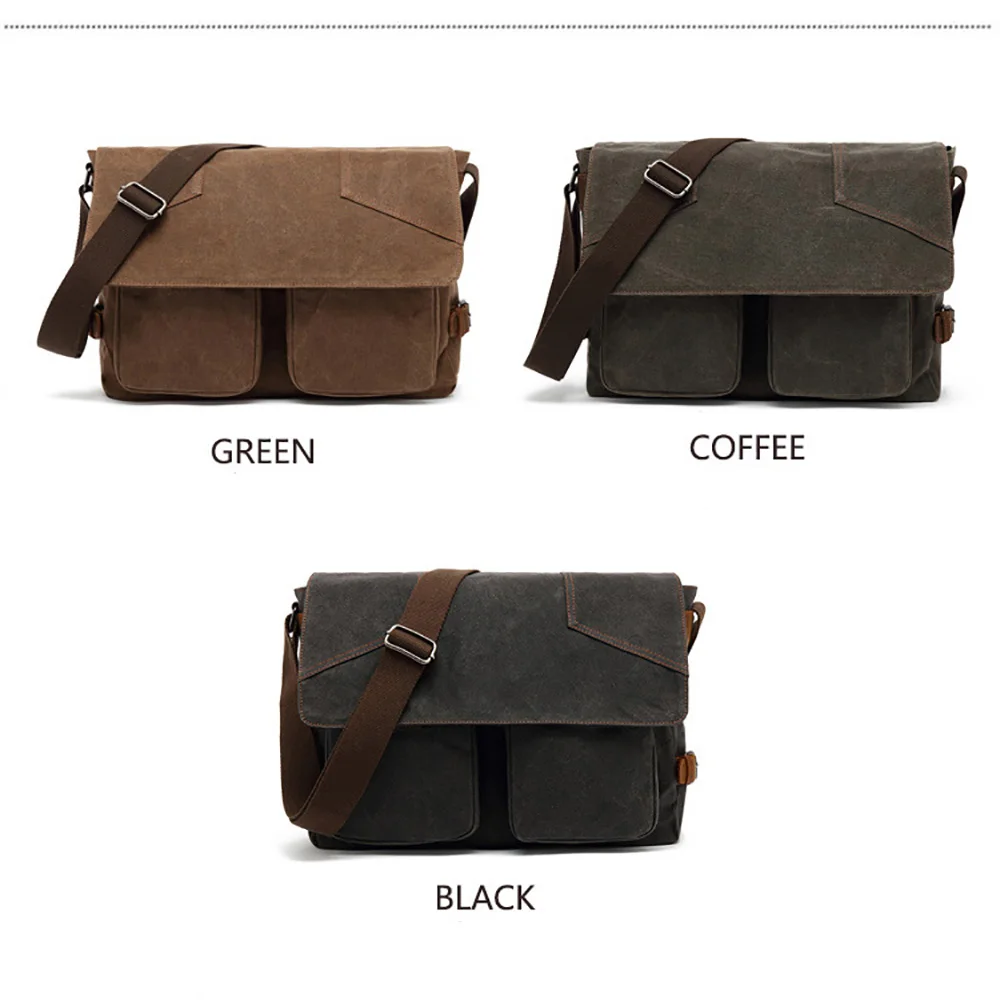 Olie Wax Canvas Messenger Bag Mannen Waterdichte Schoudertas Fit 15.6 Inch Laptop Tas Vintage Mannen Vrouwen Tas