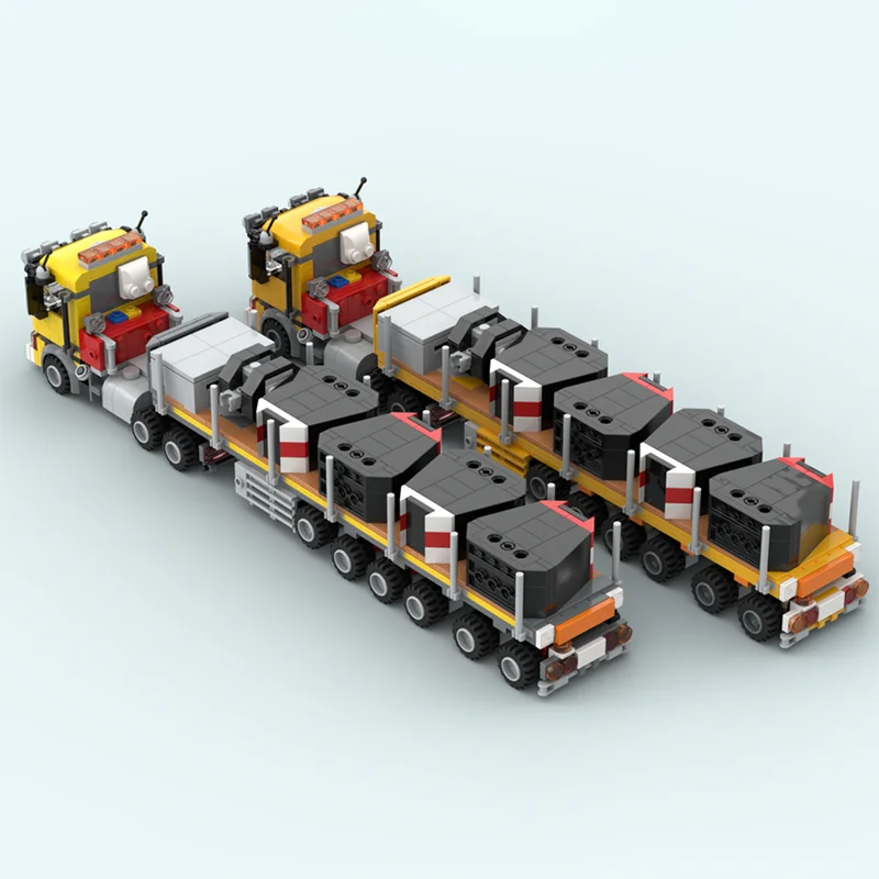 Camión de construcción MOC y balastro, remolque de plataforma plana, juguete para regalo de Navidad, vástago educativo de aprendizaje de vapor, 727 Uds.