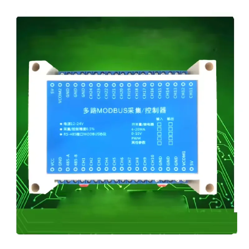 

24-канальный модуль измерения температуры DS18B20 до RS485 MODBUS, модуль измерения температуры в теплице