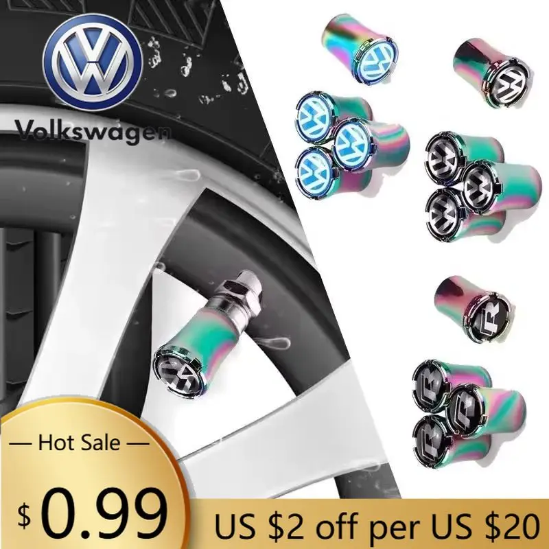 

Комплект из 4 цветных колпачков на ниппель для шин Volkswagen (R-Line, GTI, Passat, Santana, Touareg, Tiguan, Golf)