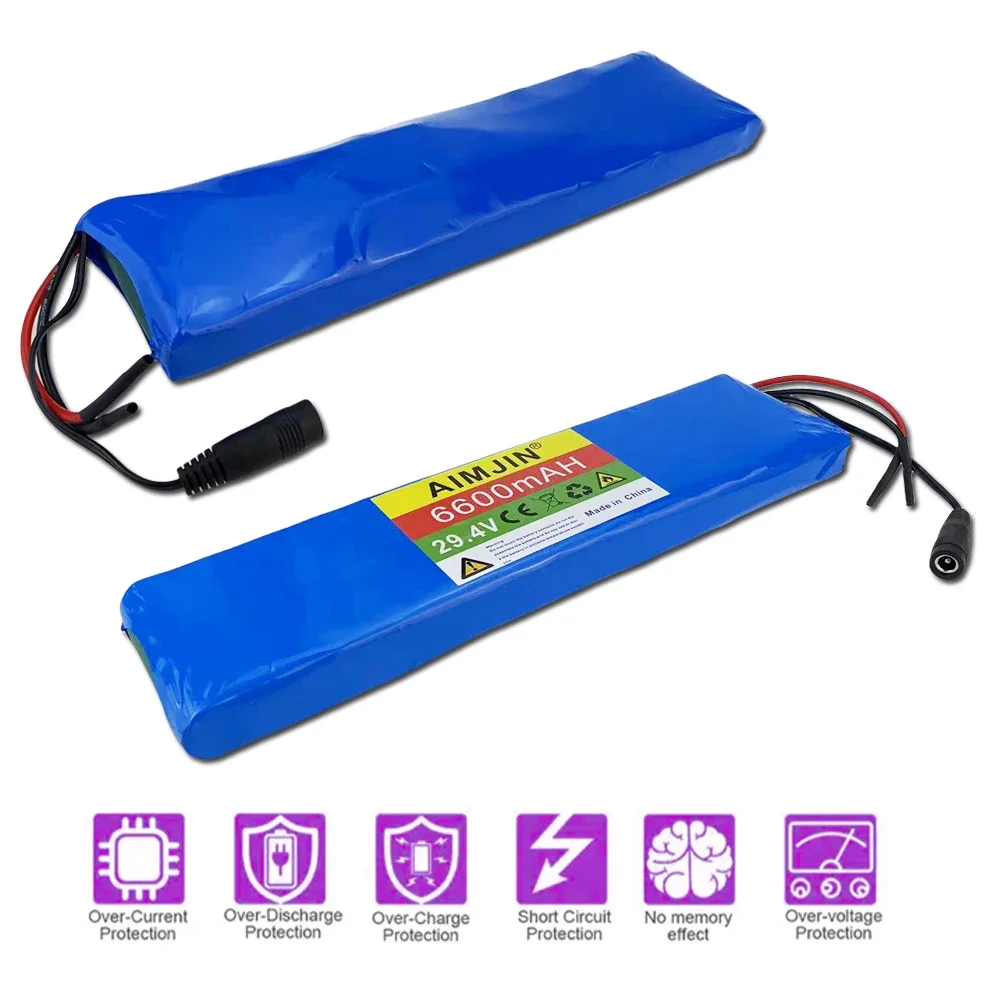 24v 6.6ah 7s2p 18650 lithium-ion rechargeable battery 29.4v 6600mah battery pack+2a charger