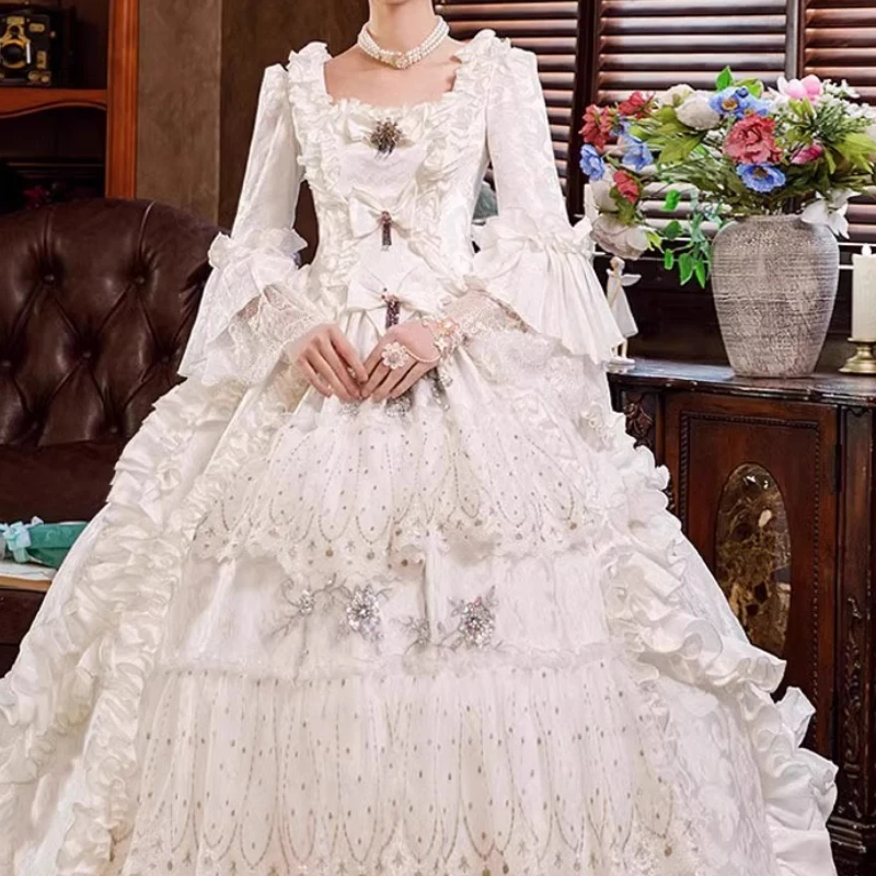 White Wedding Dress Princess Performance Palace Dress Party Annual Meeting Stage Drama Russian Travel Photography Studio 미니웨딩드레스