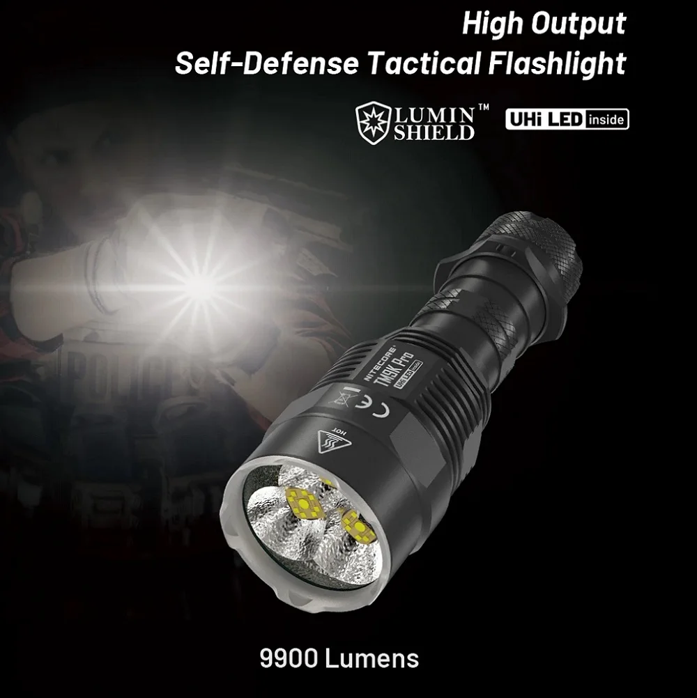 NITECORE TM9K PRO  Rechargeable Tactical Flashlight UHi LED 9800LM Power Torch Lighter with 21700 Battery for Self Defense