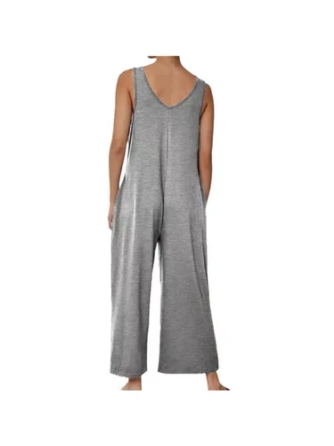 Imagen 2 del producto Mono holgado de Color sólido para mujer, ropa informal con tirantes rectos para el hombro, cómoda y fresca, a la moda