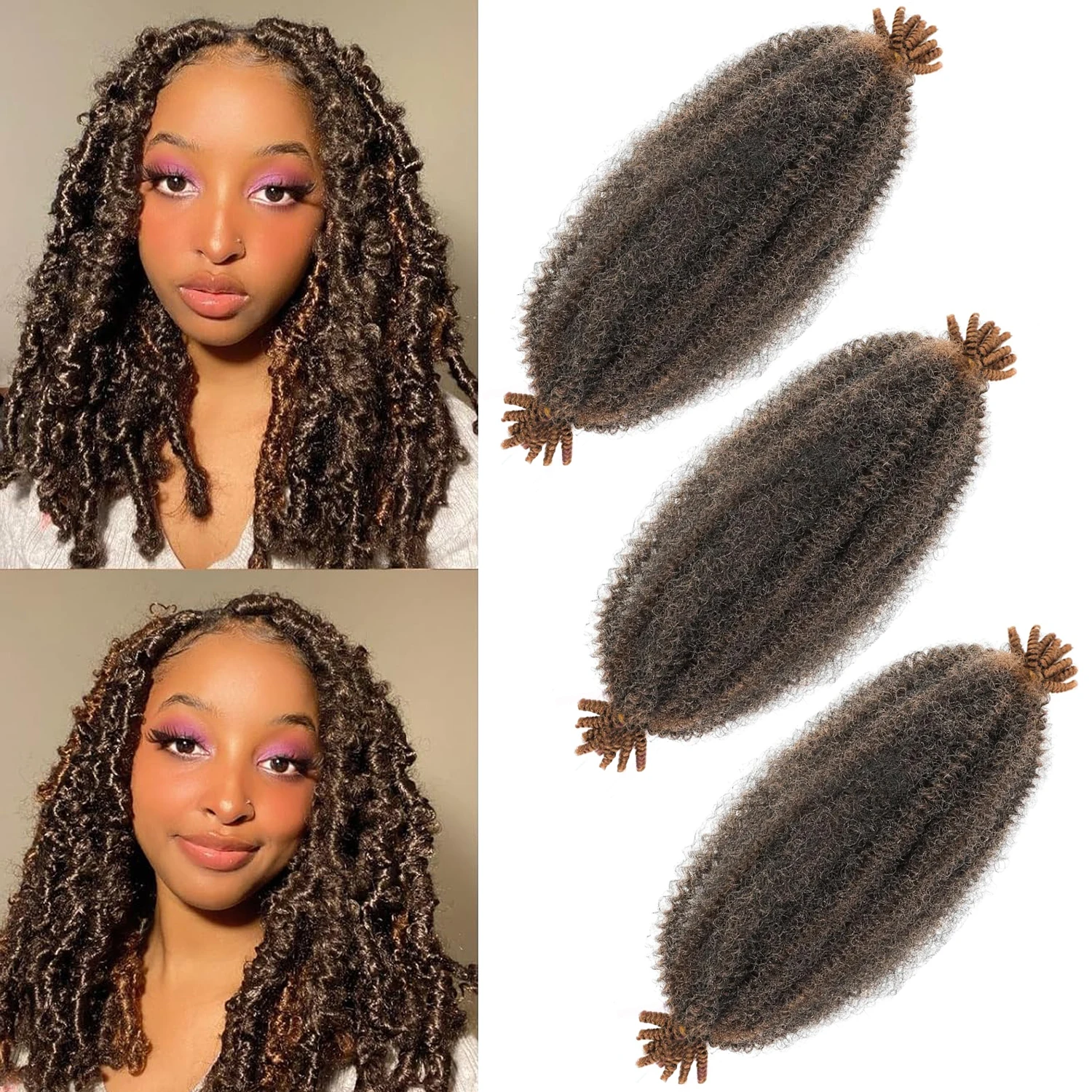 Marley cabelo 8/10/12/14 Polegada preto 1-3 pacotes pré separado elástico afro torção cabelo marley torção trança cabelo sintético