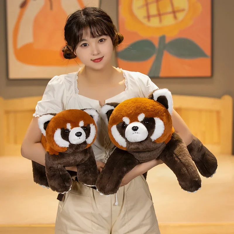 Raccoon สัตว์ป่าตุ๊กตาตุ๊กตาตุ๊กตาของเล่นตุ๊กตาแพนด้าแดงนั่งและนอน Plushie เช่นจริงเด็ก Appeasing ของขวัญ