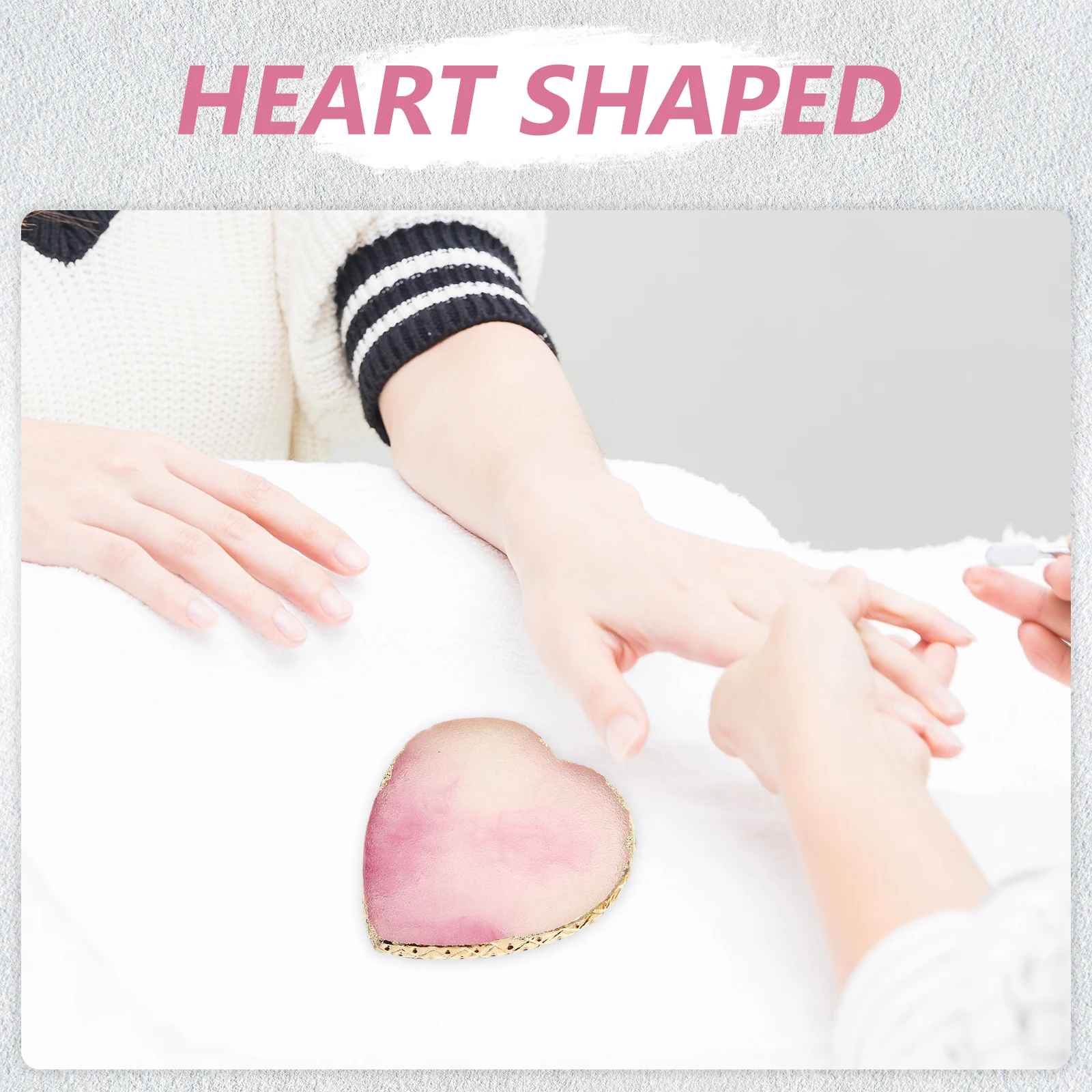 

2pcs Nail Art Resin Mixing Tray Heart-Shaped Gold Edge Palette For Color Blending Manicure Display Board Nail Art Supplies Tools