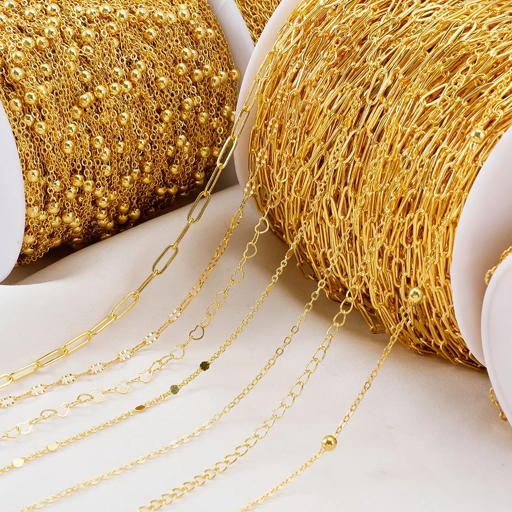 1Meter Copper Basic Chain Gold Plated Cable Curb Link Chains for Necklace Bracelet Handmade Jewelry Making DIY Supply Wholesale