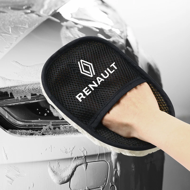 1Pcs Soft Car Washing Gloves Fleece Microfiber Cloth Cleaning For Renault Fluence Latitude Laguna Clio Koleos Megane Espace