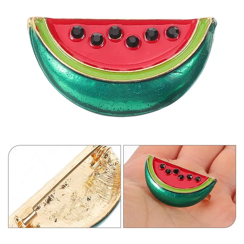 2Pc Watermelon Enamel Pin Alloy Brooch Cute Enamel Fruit Shaped Shirt Summer Gifts Birthday Lapel Collar Accessories Bags