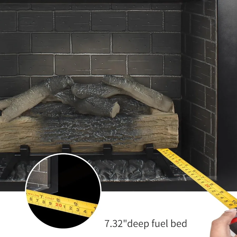 28 Inserti per caminetto elettrico con fiamma regolabile, suono crepitante, termostato incorporato e telecomando per il riscaldamento domestico