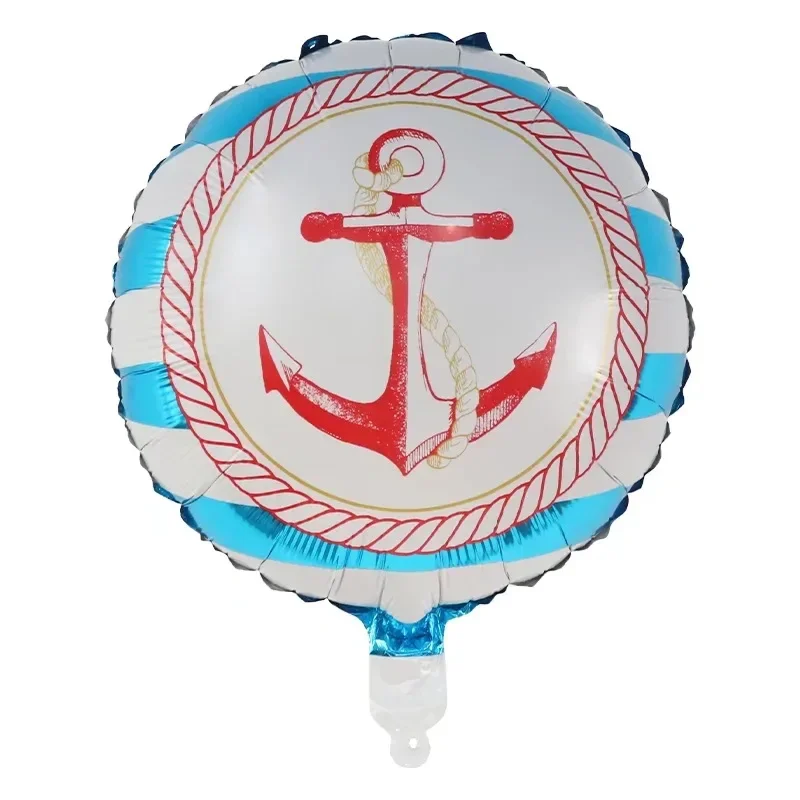 5 Pieces 18\'\' Sailor Mylar Balloon Anchor Rudder Foil Helium Balloons for Nautical Birthday Party Decorations Photo Backdrops