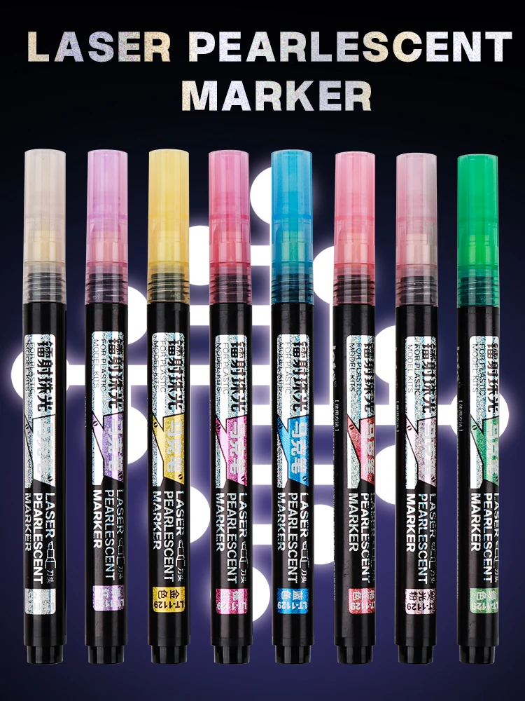 Leto Super Metallic Modell Marker Perlglanz Öl Basierend Farbe Reparatur Stift Montage Malerei Werkzeuge Diorama Kit Modellierung DIY 8 Farben – Detail 1