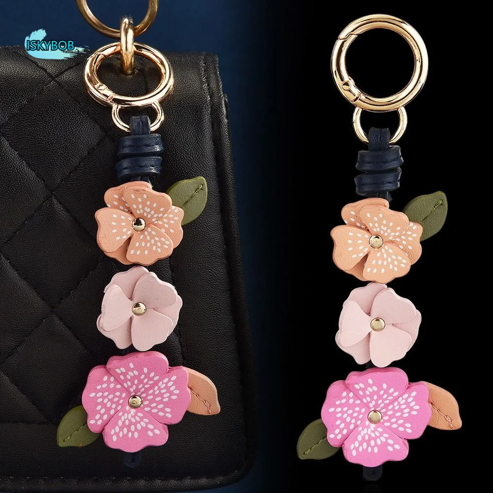 

Multi-color Hanger Flower Pu Leather Pendant Handmade Lotus Leather Keychain Fashion Creative Bag Pendant Women