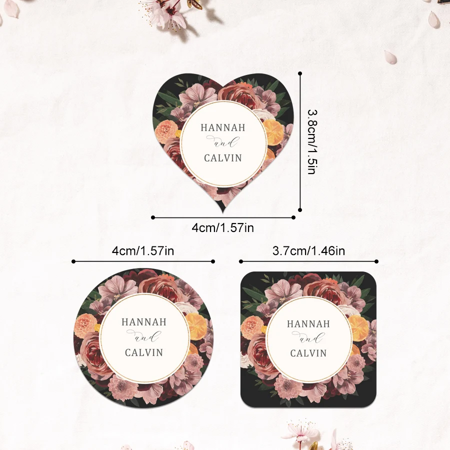 Personalized Wedding Stickers, Floral Frame Decals for Scrapbook Decor, Non-Toxic Adhesive Party Craft Supplies
