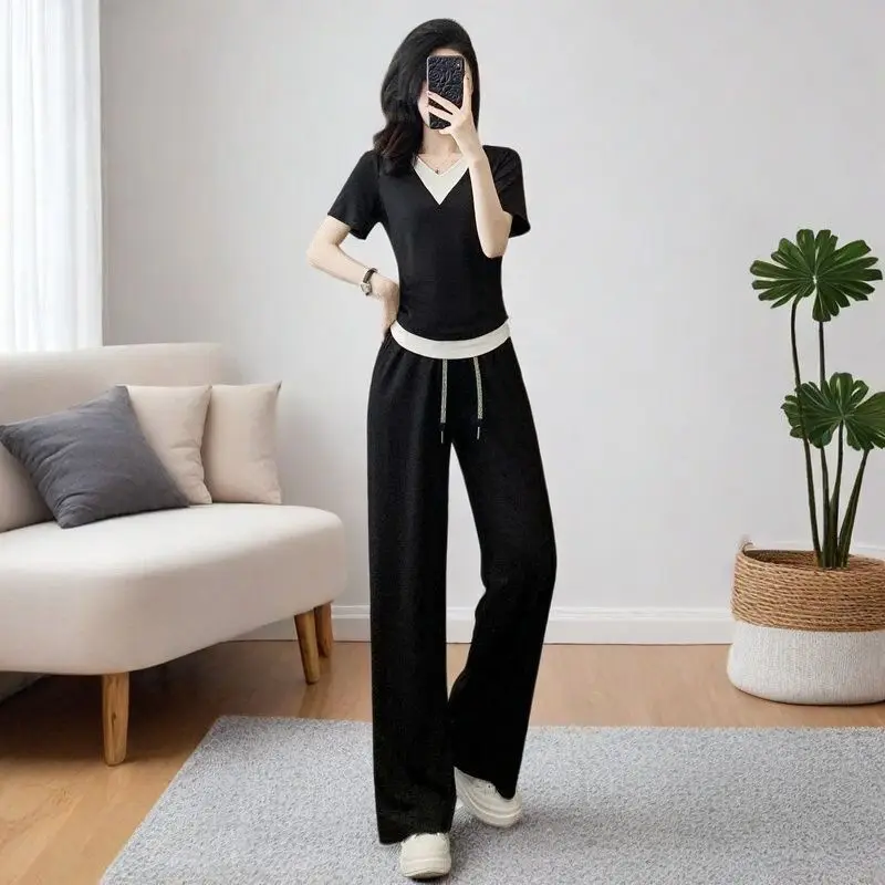 

Sweatshirt Pant Sets for Women 2 Pieces Tracksuit Cheap Clothing Sales with Sleeve Wholesale Bulk Wide Leg Sport Trousers Woman
