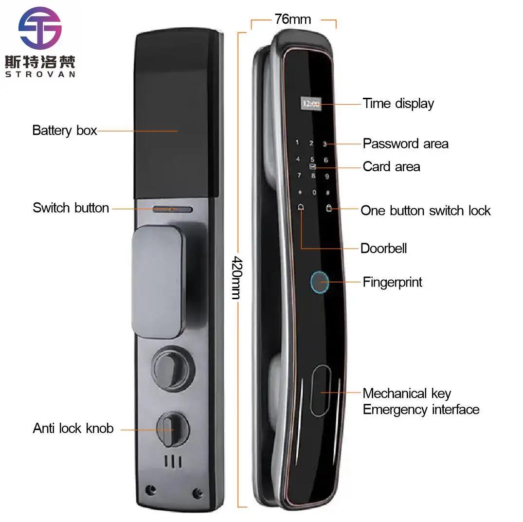 STLF 야외 스마트 도어락 와이파이 앱 스마트 도어락 알루미늄 지문 홈 디지털 핸들 투야 스마트 도어락