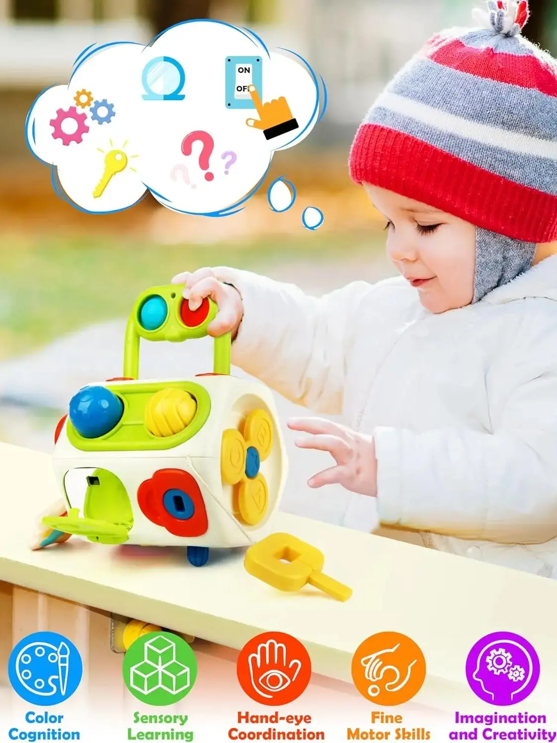 Montessori Busy Cube Toys for Toddler Sensory Activities Busy Board Early Educational Learning Travel Toys Gift for Kids