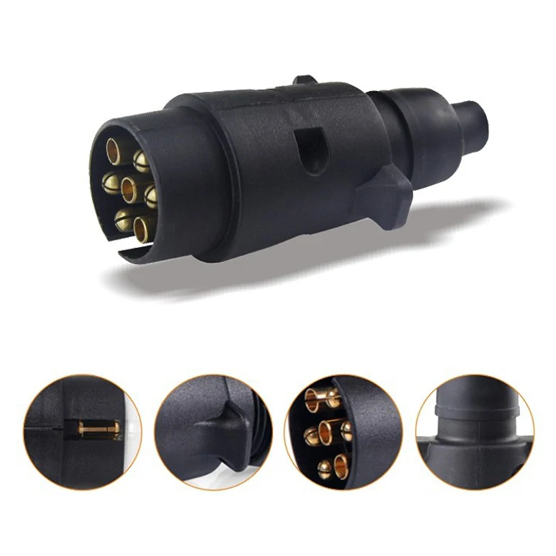 

1PC 7 Pin Socket Plugs For Trailers RVs Waterproof Plugs Socket Adapter 12V 7 Way Round Standard European Car Plug Connector