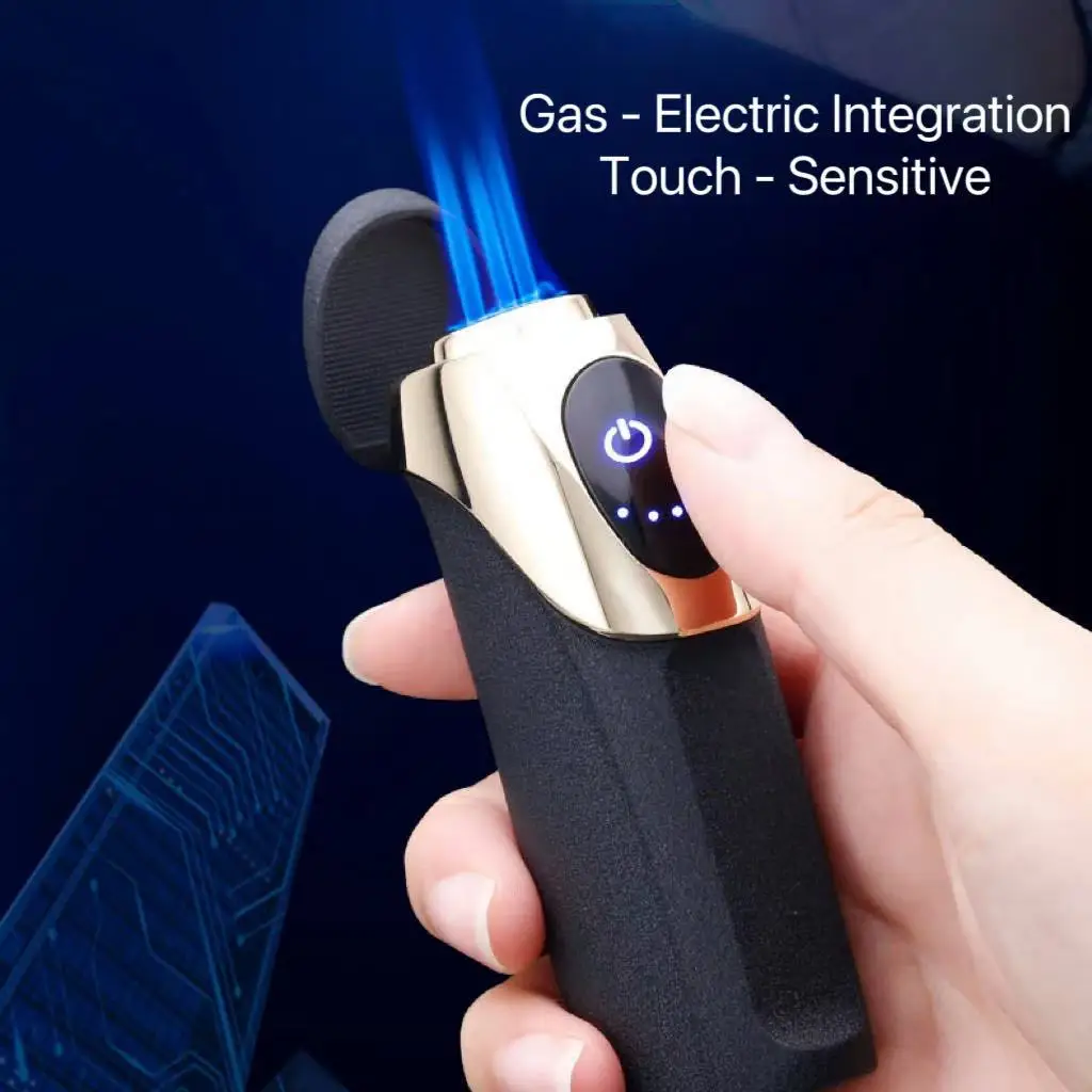 

Персонализированная дизайнерская зажигалка-горелка с тройным синим пламенем, сенсорным управлением и возможностью поддува топлива