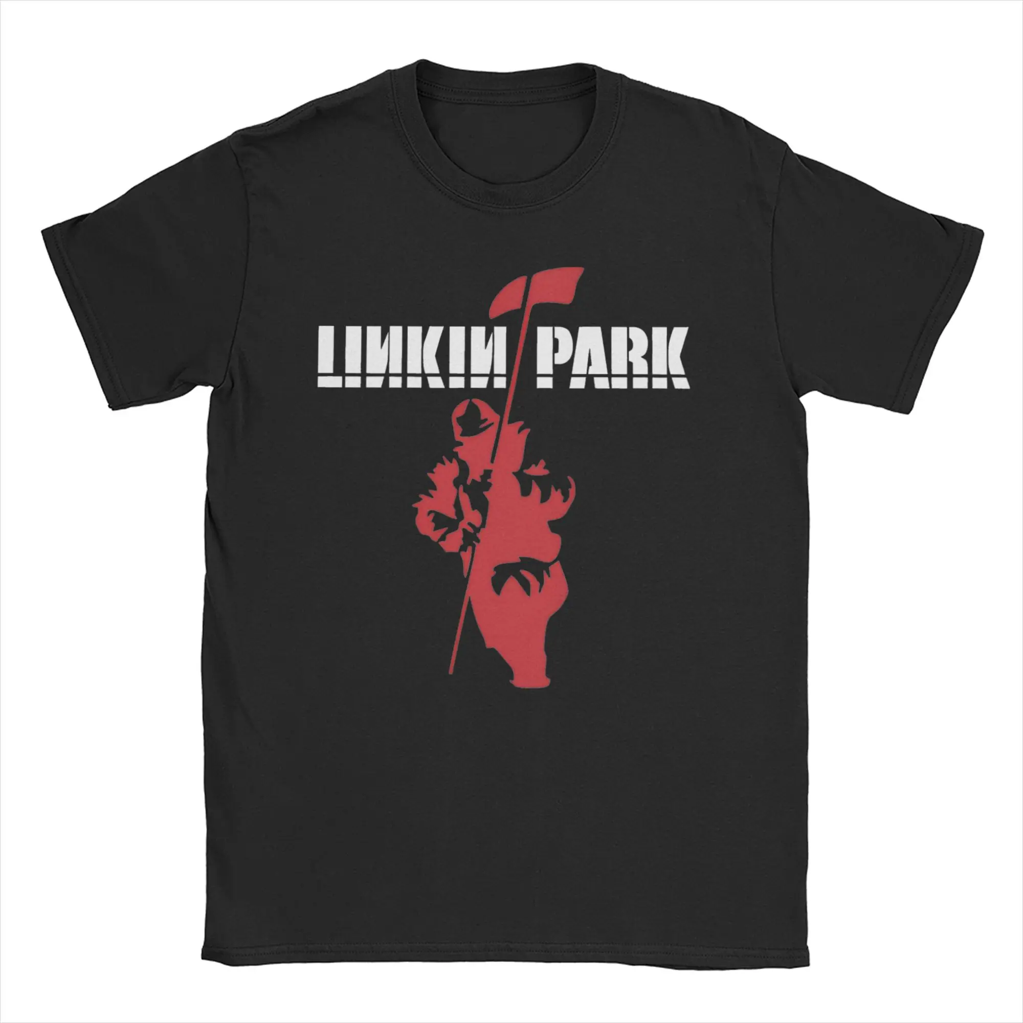 White Red Man  L-Linkin Rock Park   T Shirt Men 100%Cotton Clothing Novelty Crewneck Short Sleeve