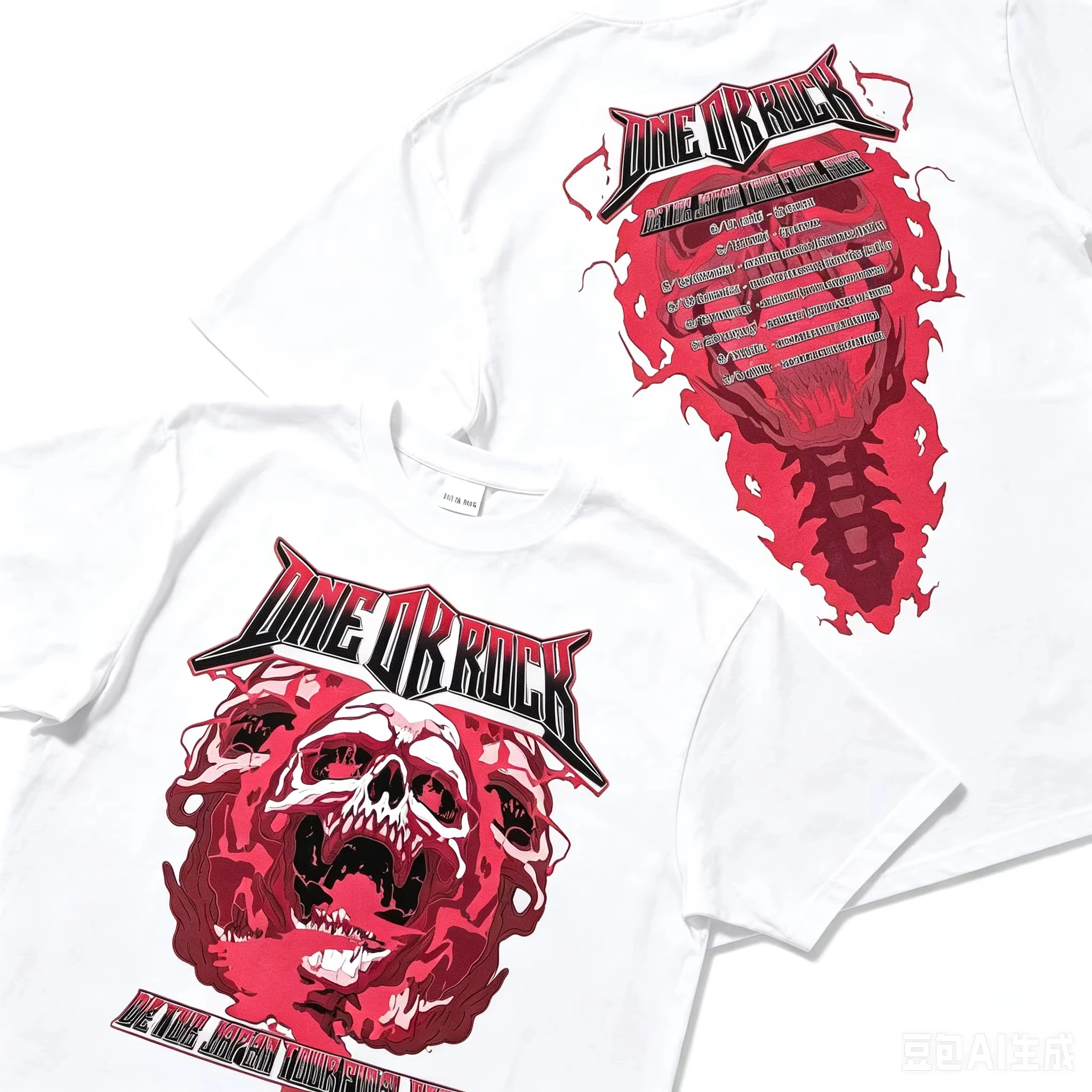ONE OK ROCK 2026 DETOX Japan Final Tour Double Print Skull Skeleton T-shirt Loose Cotton Festival Streetwear Unisex Tops