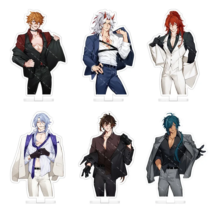 Game Impact Tartaglia Kamisato Ayato Diluc Exquisite Standing Plaque Gift Model Palte Doll Desk Decor