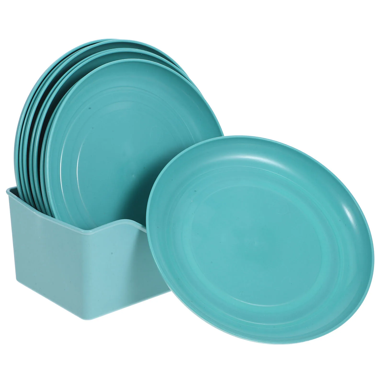 

8pcs Cat Food Bowl Set Shallow Square Blue Plastic Plates For Kittens Short Leg Cats Unbreakable Pet Feeding Dishes Small Indoor