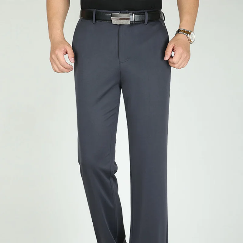 

Summer Thin Middle Age Men New Smart Casual Suit Pants Streetwear Big Size Male Business Baggy Straight Wide Trousers JJ656