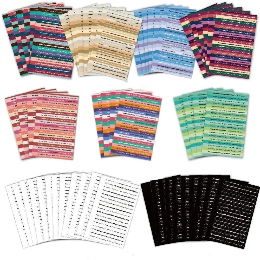 

60Sheets Writing Paper Small Talk Stickers DIY Crafts English Style Vintage Journal Stickers Colorful Sheets Positive Quotes