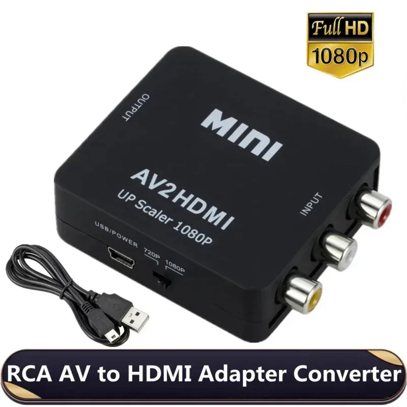 RCA AV to HDMI-compatible Converter AV/CVSB L/R Video Box HD 1080P 1920*1080 AV2HDMI Support NTSC PAL Output AV To HDMI