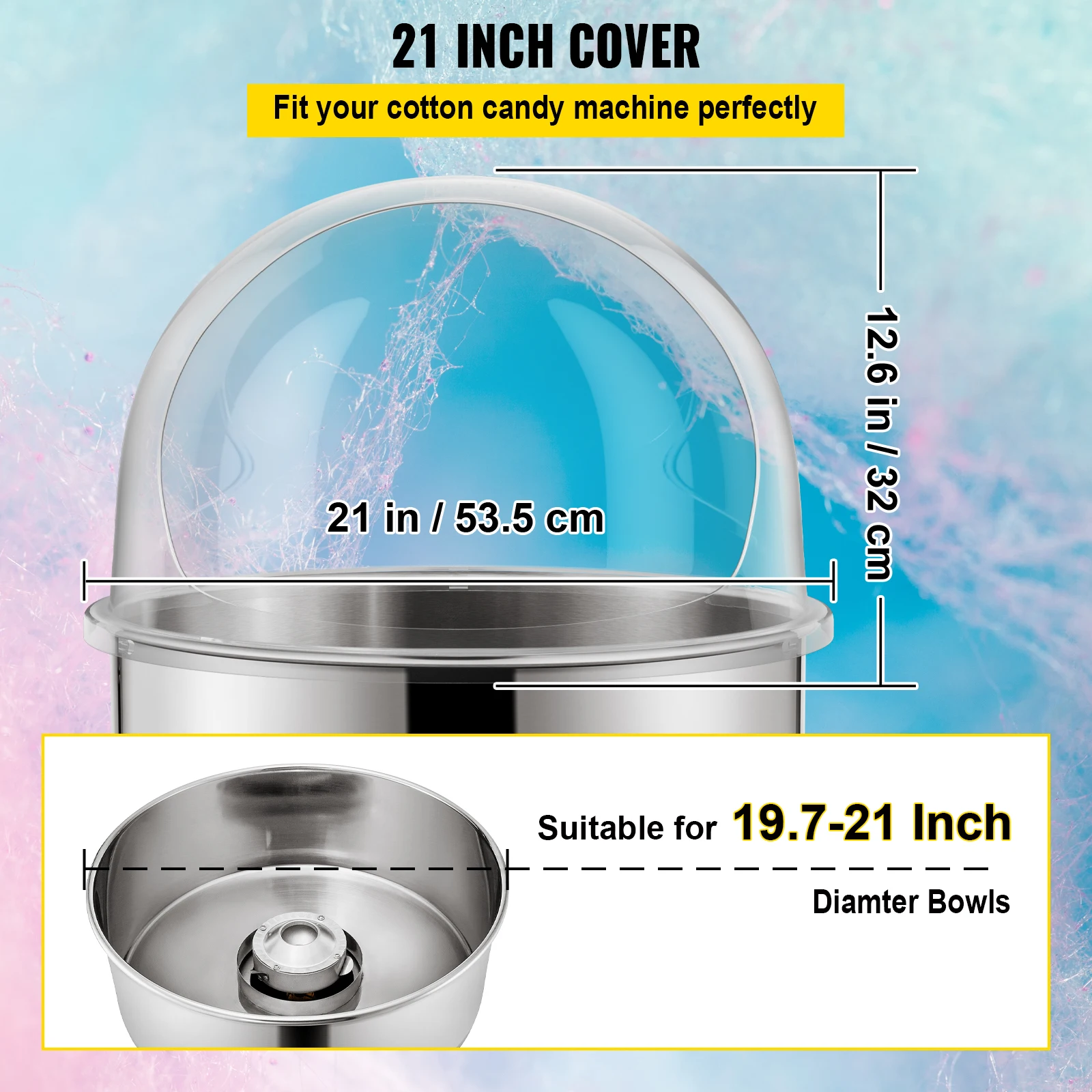 VEVOR-Commercial Cotton Candy Machine Cover, 21 