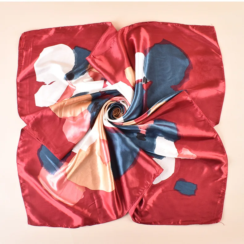 Hohe Qualität Schal Satin Seide Quadrat Schal Frauen Blume Halstuch Damen Stirnband Haar Bands Drucken Foulard Hijab Wraps Bandana – Detail 9