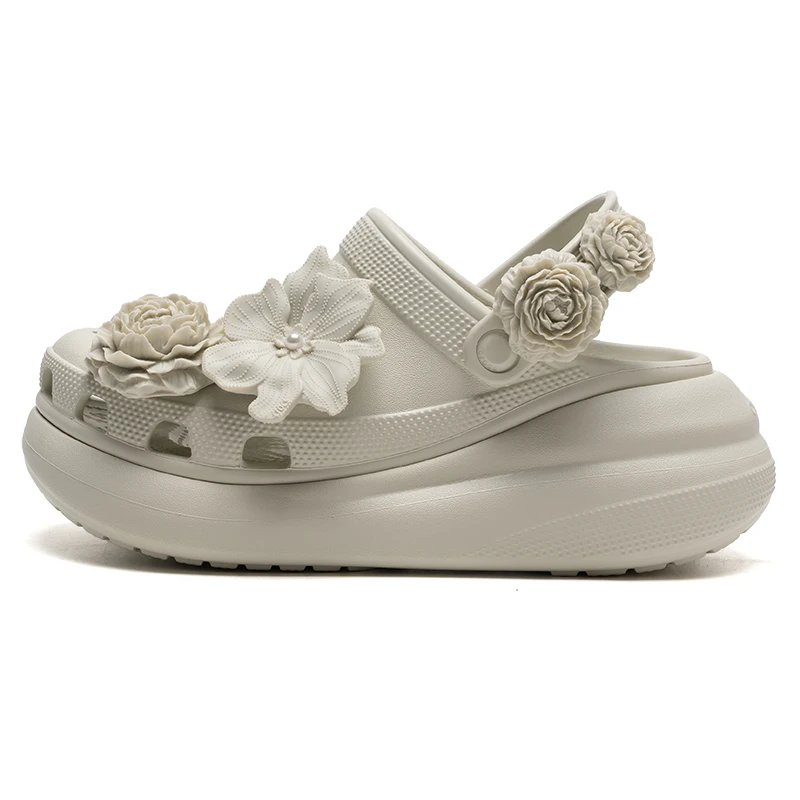 

Мужская и женская обувь Crocs, сабо Puff Bouquet, модные дышащие спортивные тапочки и сандалии на толстой подошве 211448-0Hz