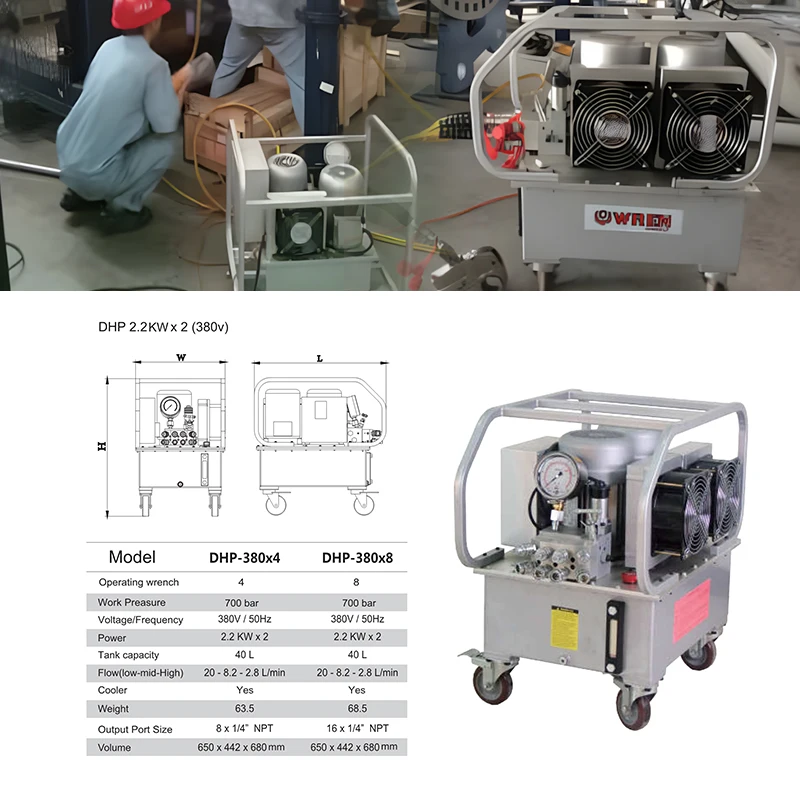Fornitura diretta in fabbrica Serie DHP 40L ISO 9001 Pompa dinamometrica idraulica WREN Chiave dinamometrica idraulica a doppio motore a grande flusso
