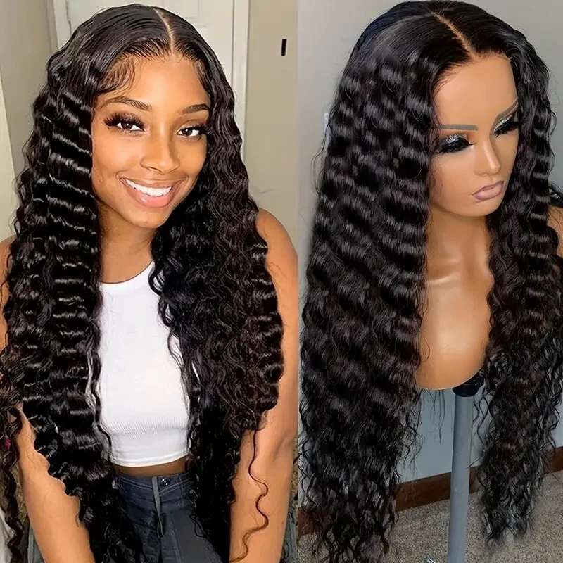 Fashionable Water Wave Curly Hair Wig African Front Lace Full Headpiece