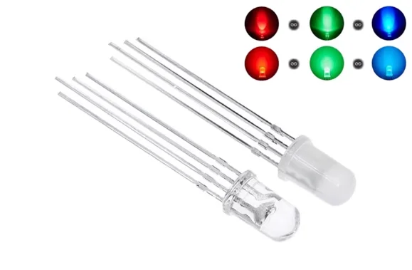 20PCS Negative RGB 4pin Clear F5 Bi-color LED Red & Green Common Cathode Light Emitting Diode 3Pin 5mm Common Anode Positive