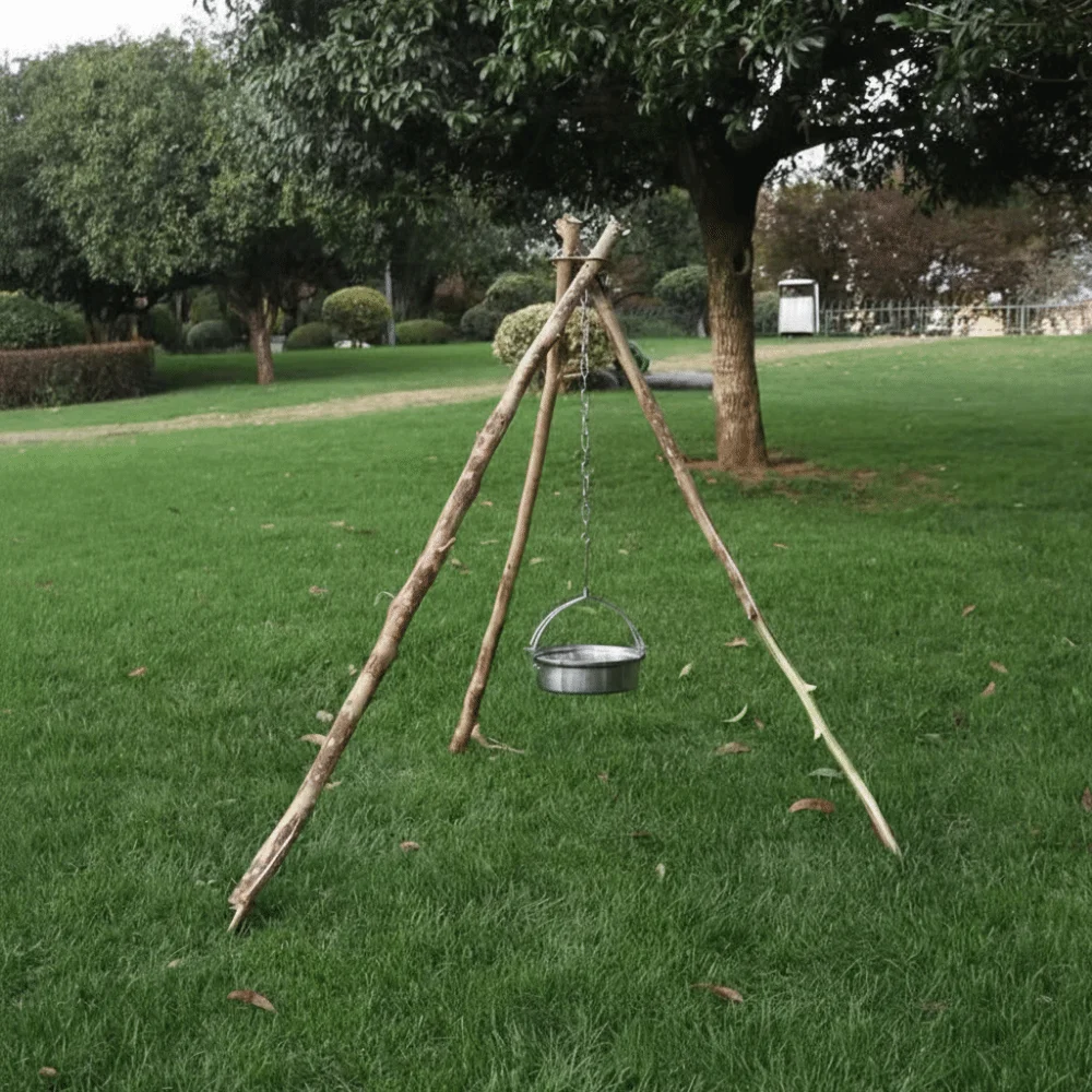 Cooking Accessories Portable BBQ Tripod Adjustable Multifunction Hanging Rack Detachable Pot Tripod Set Outdoor Cooking