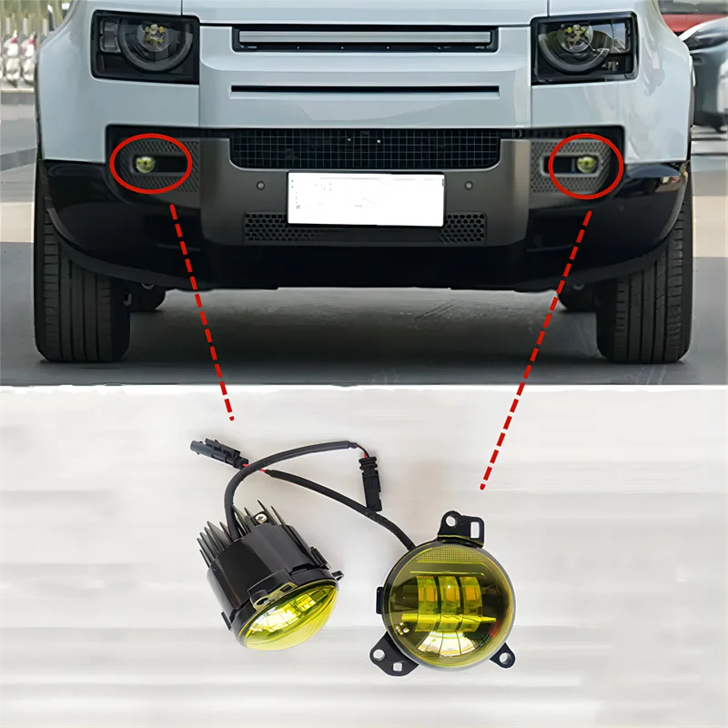 

Golden 3 Eyes Fog Light For Land Rover Defender 2020-2023 90 110 130 Yellow Permeable Lens Indicator Lights LED Flash Lamp