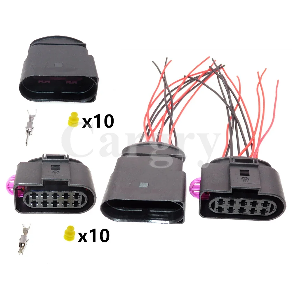 

1 Set 10P 1813346-1 493577-1 AC Assembly Car Waterproof Socket Auto Headlight Plug 1J0973835 1J0973735 Automobile Connector